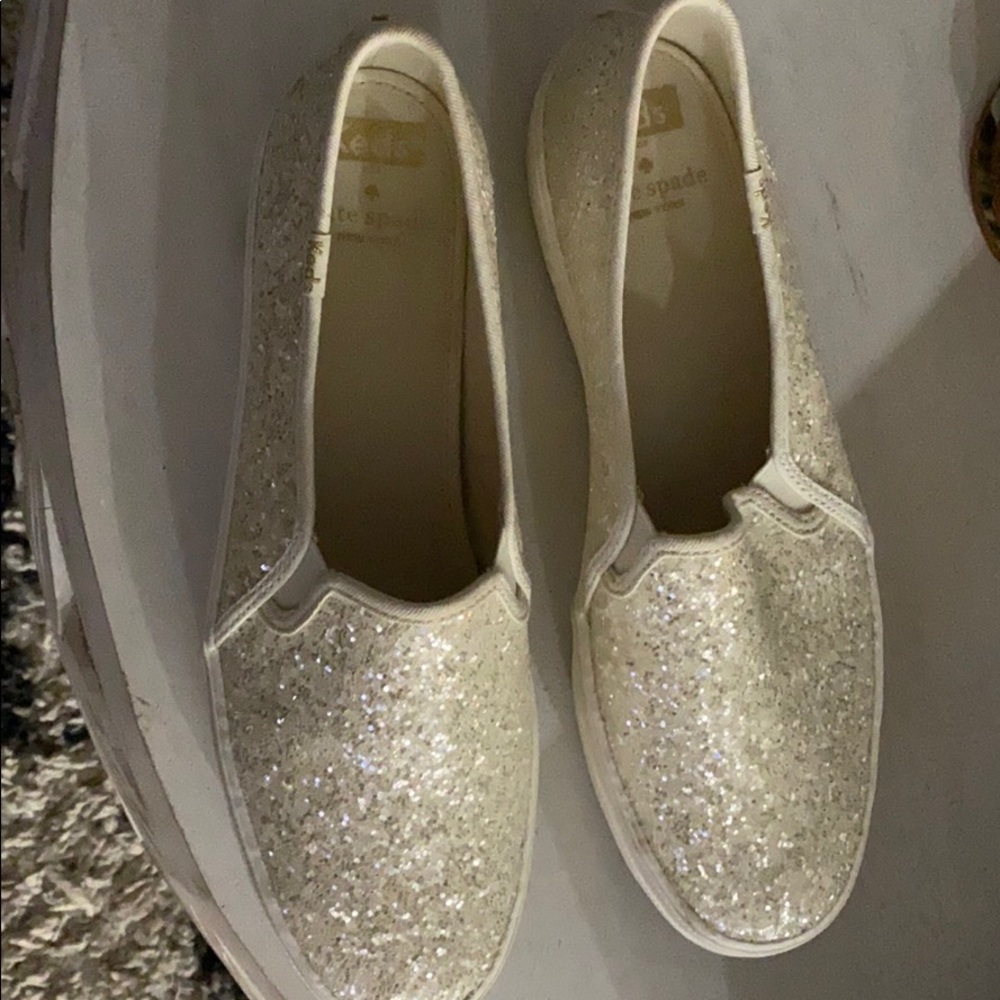 Kate Spade Keds size 9,5 White Glitter